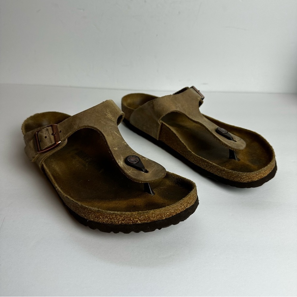Birkenstock Gizeh Sandals Women's Size 10 or Men's 8 EU 41 Thong Shoes Tan - Picture 9 of 9